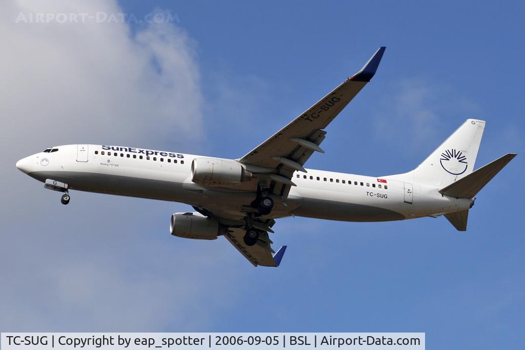 TC-SUG, 2002 Boeing 737-8CX C/N 32365, landing on runway 16 from Antalya via Karlsruhe-Baden-Baden