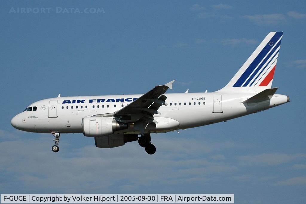 F-GUGE, 2003 Airbus A318-111 C/N 2100, on final at fra