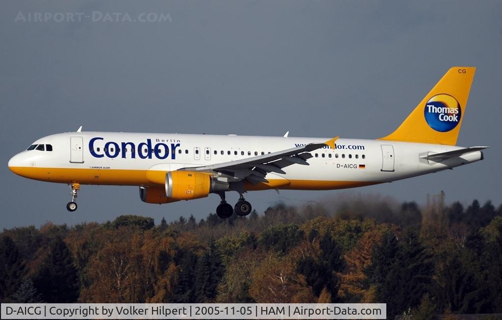 D-AICG, 1999 Airbus A320-212 C/N 0957, on final at ham