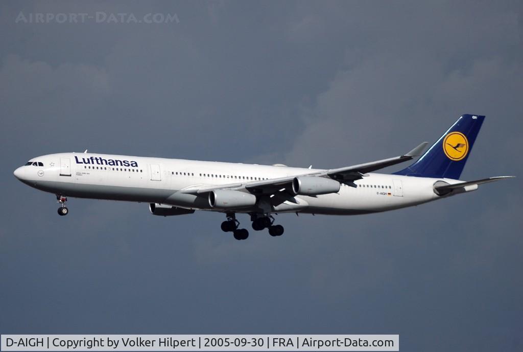 D-AIGH, 1994 Airbus A340-311 C/N 052, on final at fra