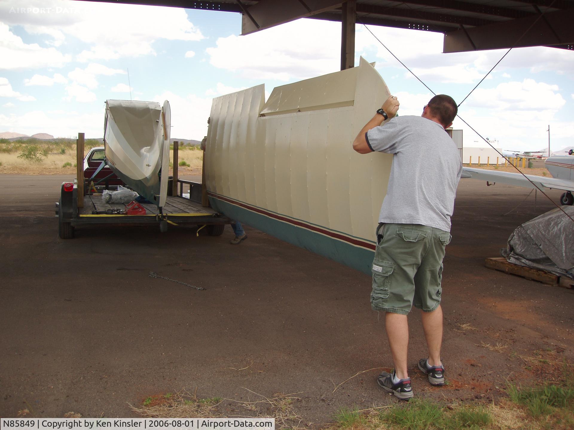 N85849, 1946 Aeronca 11AC Chief C/N 11AC-285, Load'in her up on the trailer, Bisbee Az. to Mannford OK.