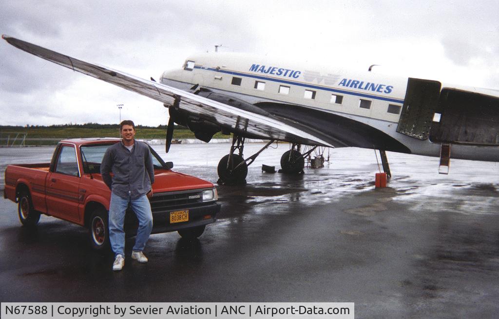N67588, 1946 Douglas DC3C C/N 20536, Hauling fresh fish in Anchorage Alaska, summer of 1995. Photo of Robert Sevier taken by Jody Pond.