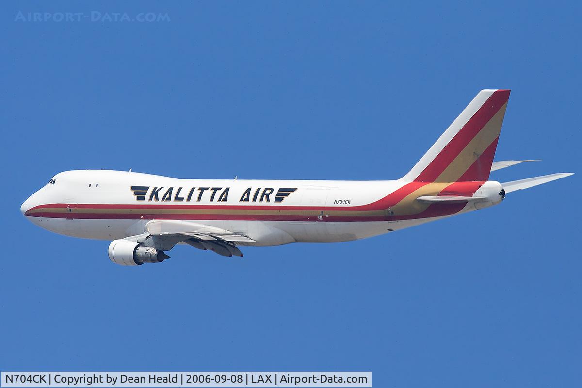N704CK, 1980 Boeing 747-209F C/N 22299, Kalitta Air N704CK (FLT CKS2844) climbing out from RWY 25R, making a left turn per the request of ATC, enroute to San Francisco Int'l (KSFO).