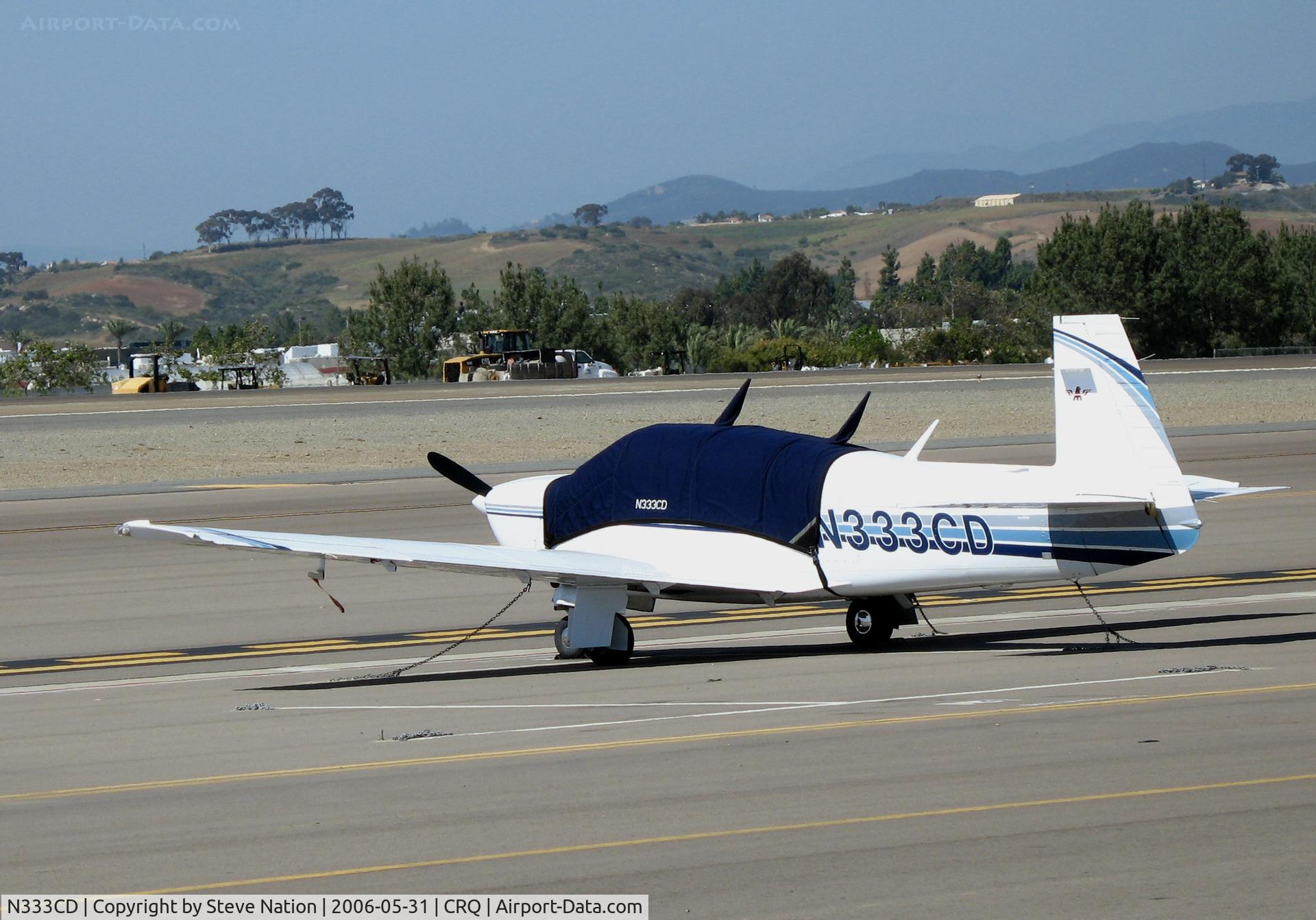 N333CD, 1988 Mooney M20J 201 C/N 24-3057, Mooneyland Inc. 1988 Money M20J with cover @ McClellan-Palomar Airport, CA