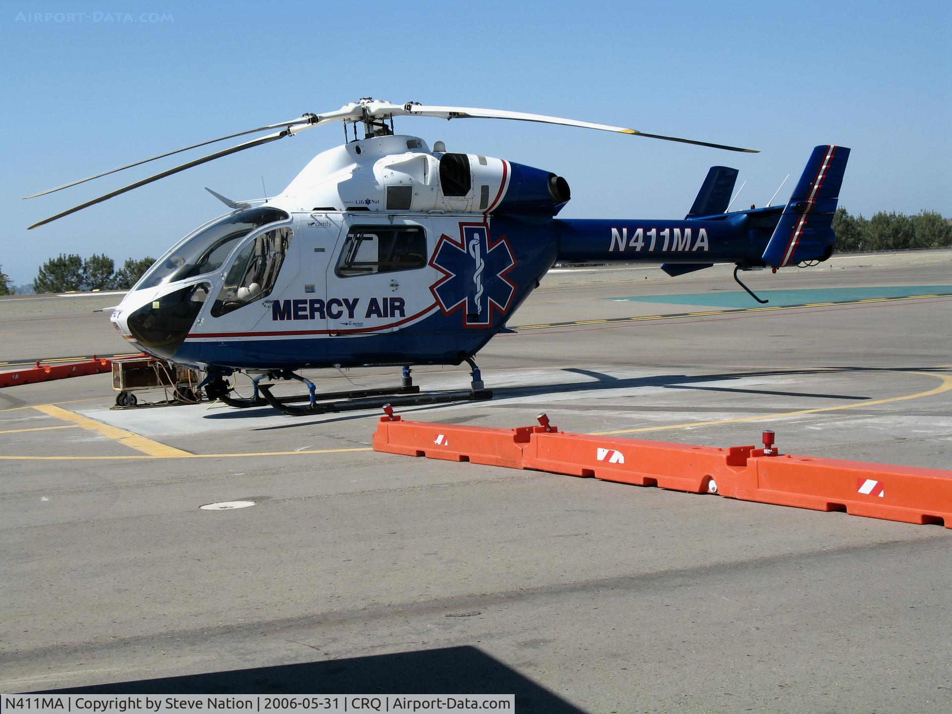 N411MA, 2001 MD Helicopters MD-900 Explorer C/N 900-00091, Mercy Air 2001 MDD MD900 on standby @ McClellan-Palomar Airport, CA