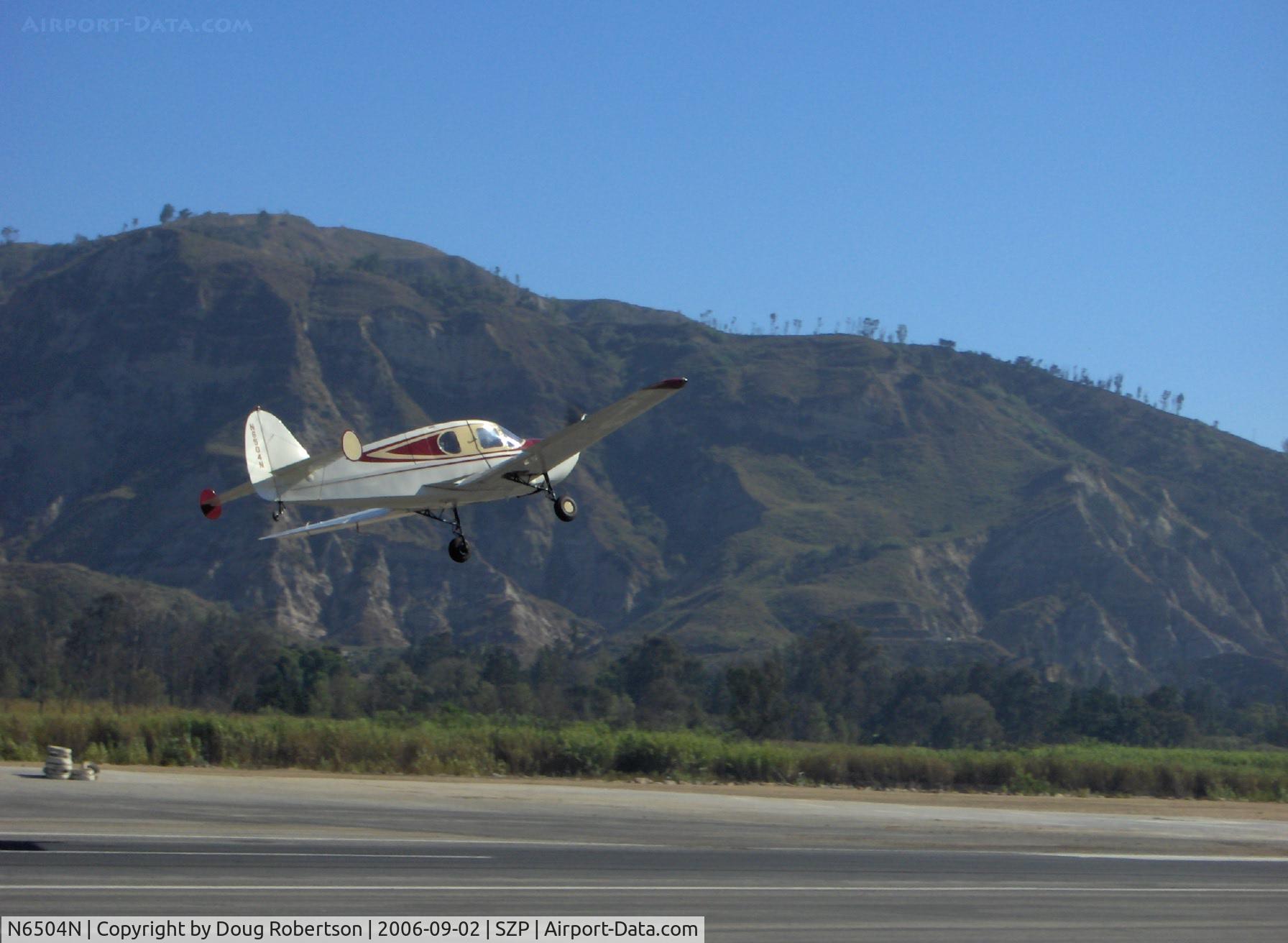N6504N, 1949 Bellanca 14-13-3 Cruisair Senior C/N 1621, 1949 Bellanca 14-13-3 CRUISAIR SENIOR, Franklin 6A4-150-B3 150 Hp, takeoff climbout from Runway 22