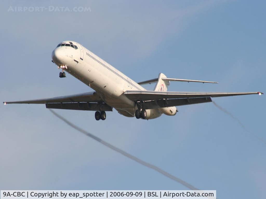9A-CBC, 1982 McDonnell Douglas MD-82 (DC-9-82) C/N 49143, completing a flight from Dubrovnik as AHR 346