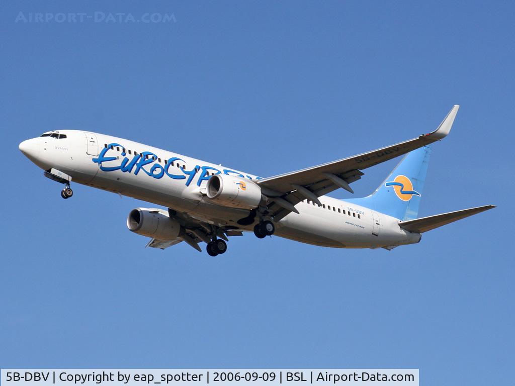 5B-DBV, 2003 Boeing 737-8Q8 C/N 30654, inbound from Larnaca