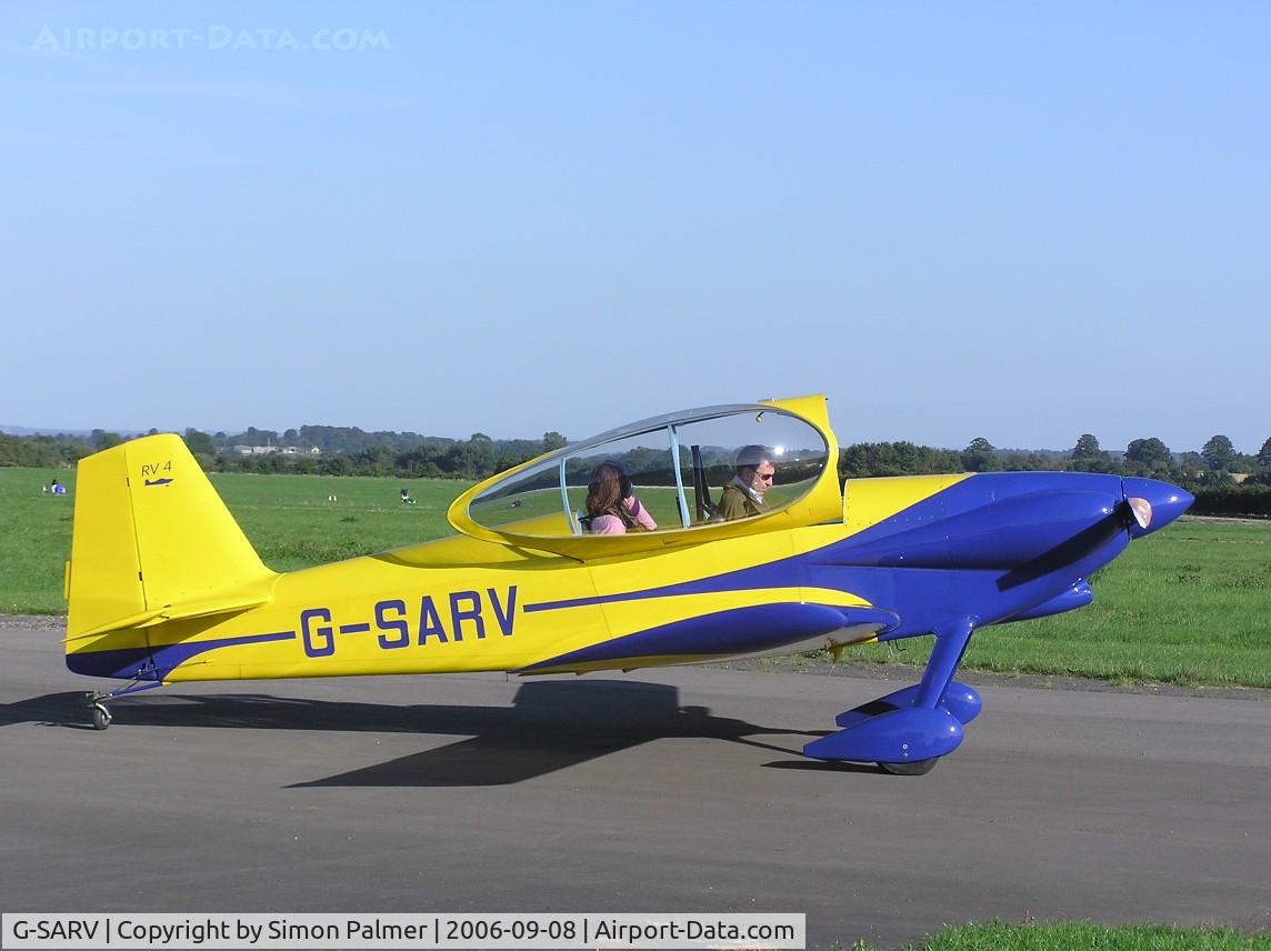 G-SARV, 2002 Vans RV-4 C/N PFA 181-12606, Van's RV-4 in the evening sunshine at Hinton