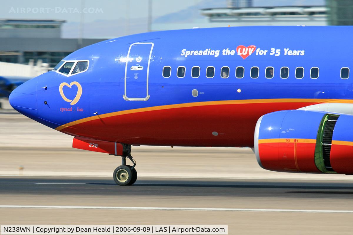 N238WN, 2005 Boeing 737-7H4 C/N 34713, Close-up of Southwest Airlines N238WN 35th Anniversary - 