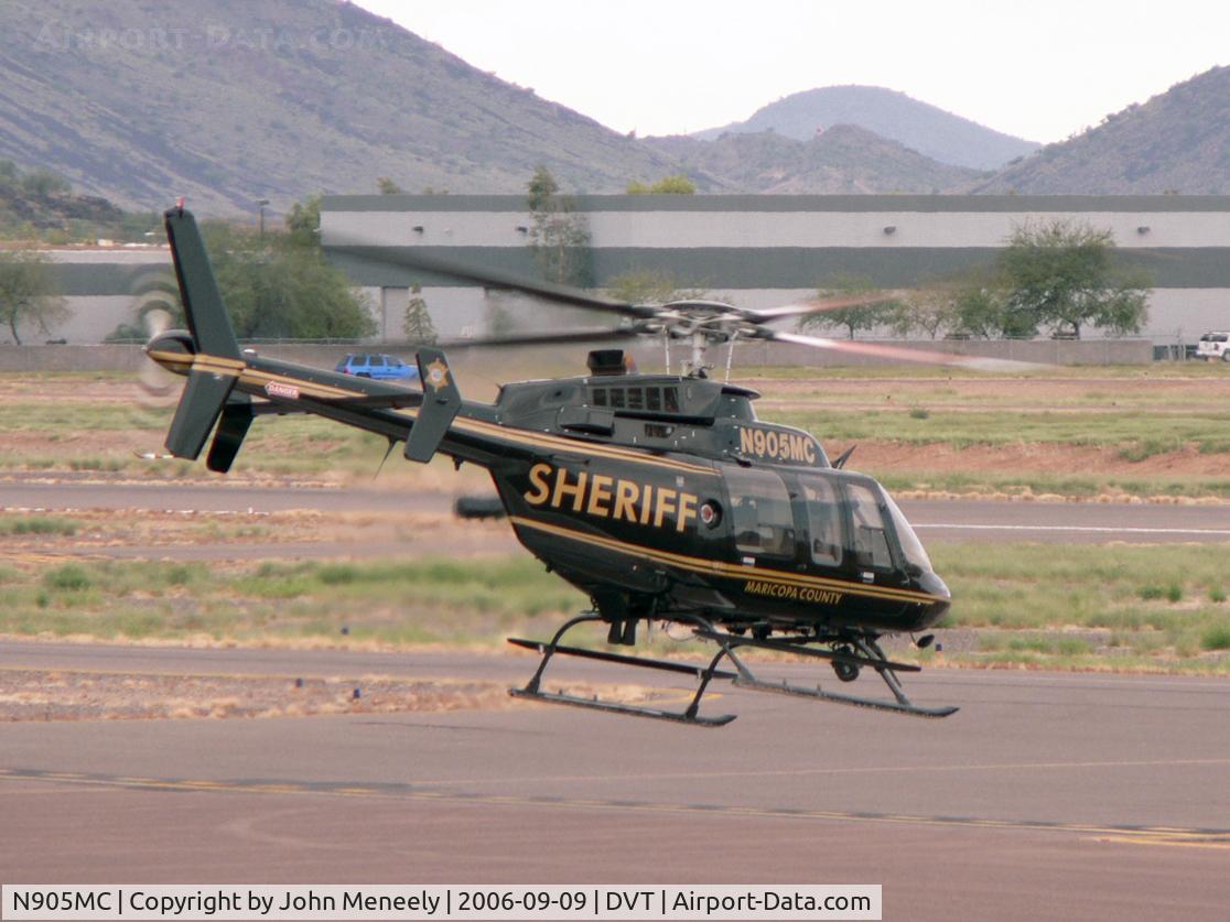 N905MC, 1997 Bell 407 C/N 53214, Departing DVT after refueling
