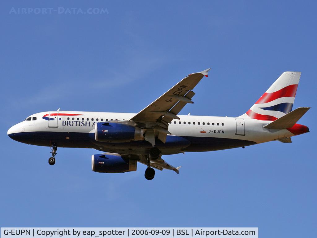 G-EUPN, 2000 Airbus A319-131 C/N 1261, inbound from LHR as speedbird 752 foxtrott