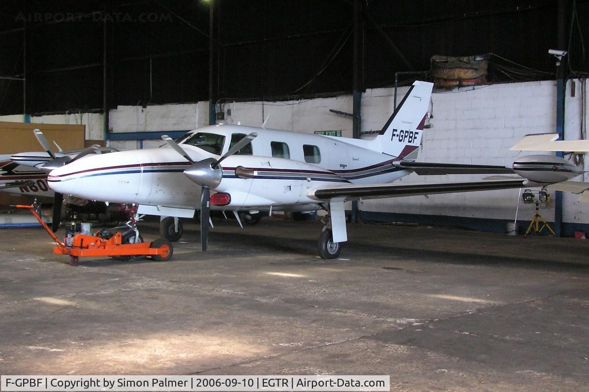 F-GPBF, 1979 Piper PA-31T-620 Cheyenne II C/N 31T-7920094, PA-31T Navajo in the hangar at Elstree