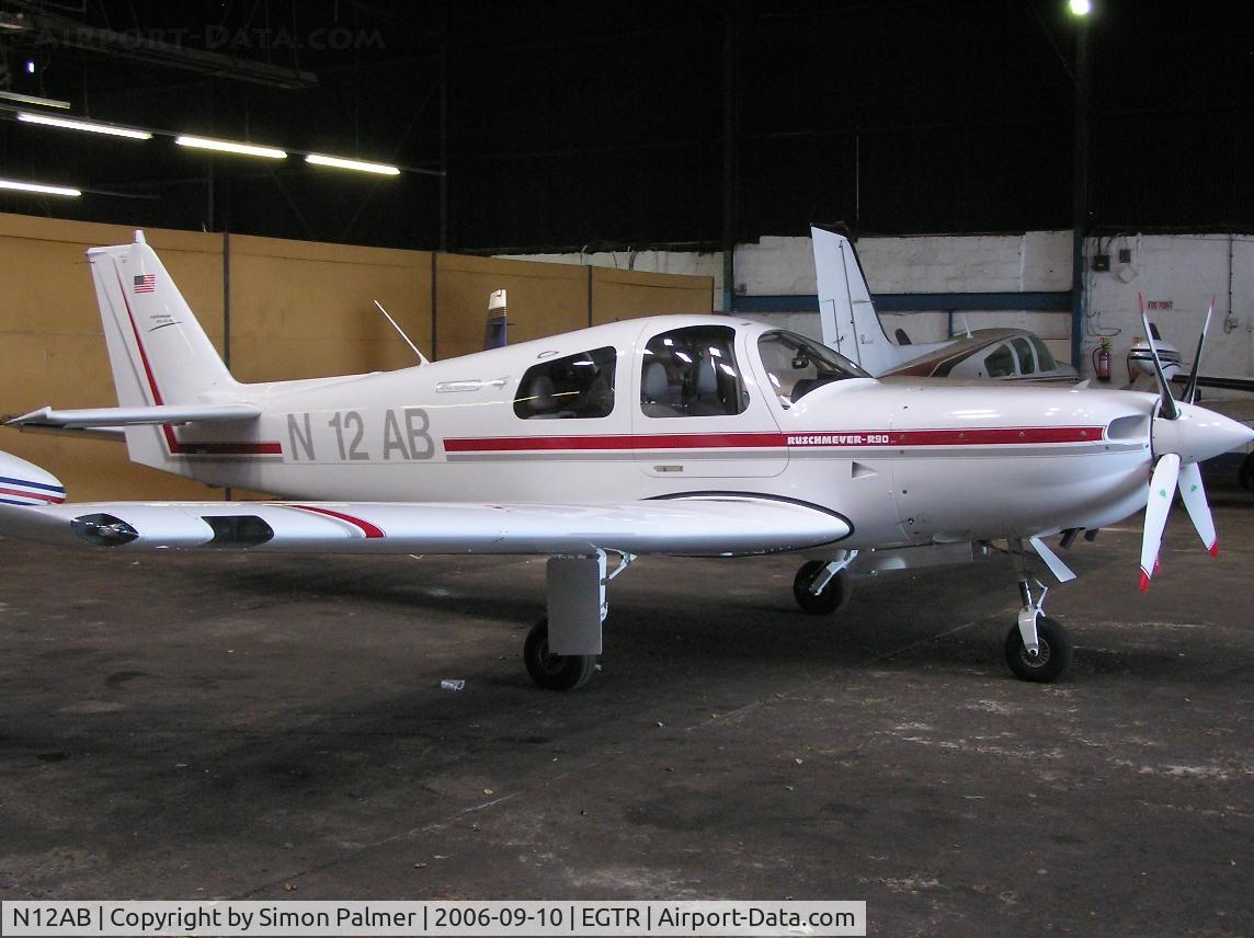 N12AB, 1995 Ruschmeyer R90-230RG C/N 027, Ruschmeyer R90 in the hangar at Elstree