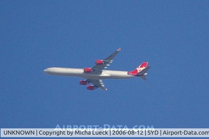 UNKNOWN, , A340 of Virgin Atlantic passing overhead Sydney airport