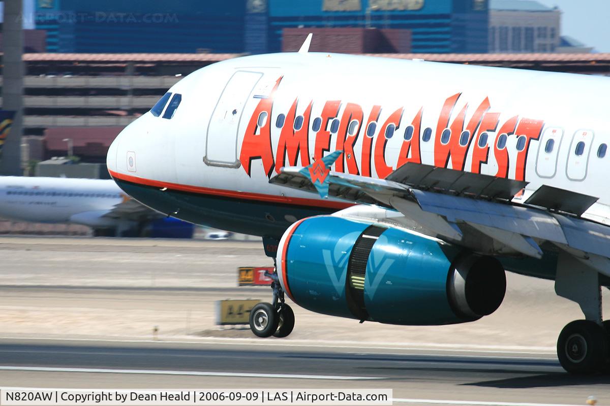 N820AW, 2000 Airbus A319-132 C/N 1397, Close-up of America West N820AW landing on RWY 25L.