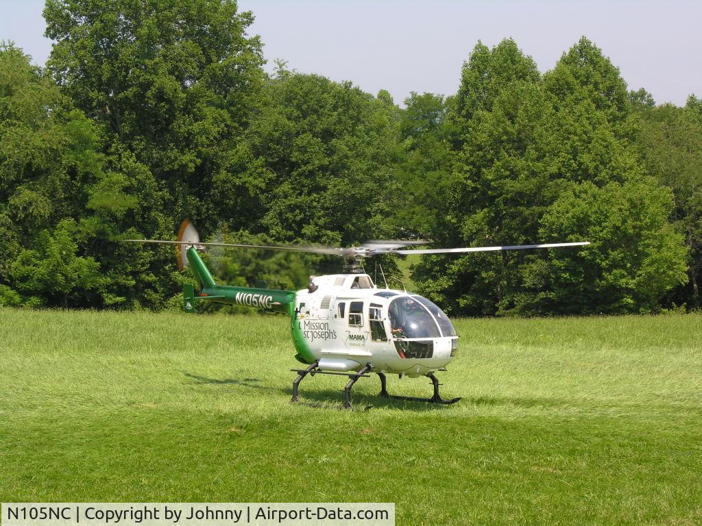 N105NC, 1988 MBB Bo-105CBS C/N S.790, waiting to transport