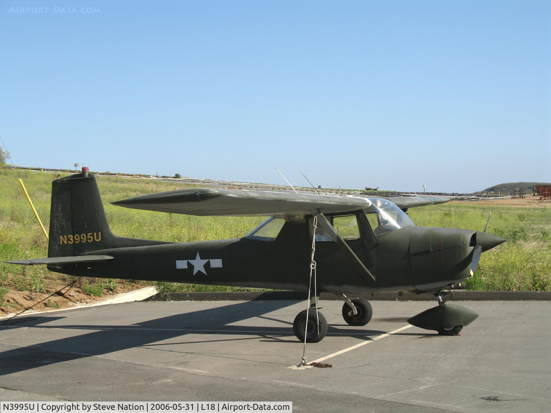 N3995U, 1965 Cessna 150E C/N 15061395, 1965 Cessna 150E in pseudo-US Army colors @ Fallbrook Community Airpark Airport (!), CA