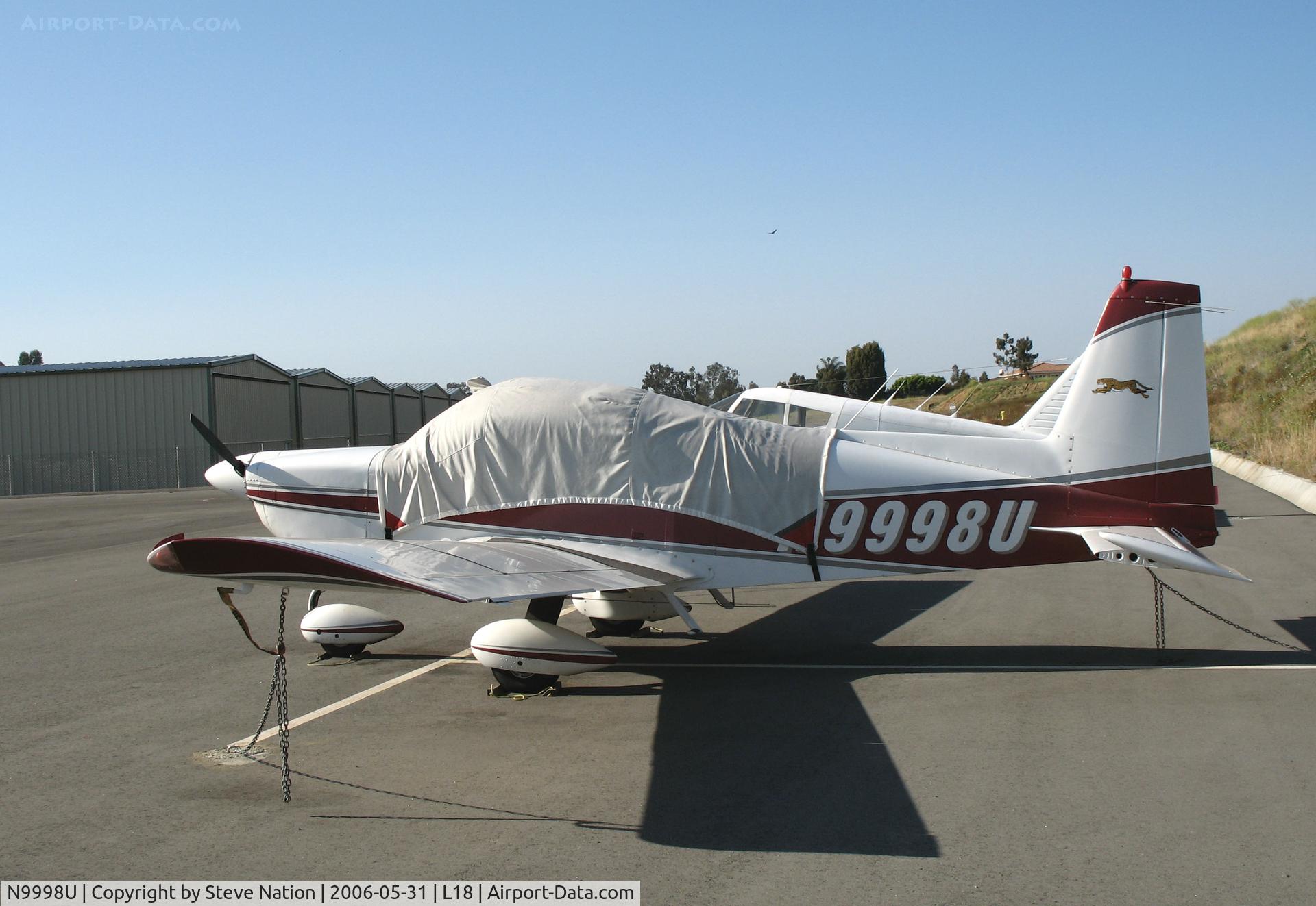 N9998U, 1977 Grumman American AA-5A Cheetah C/N AA5A0398, 1977 Grumman American Aviation AA-5A with cover @ Fallbrook Community Airpark Airport, CA