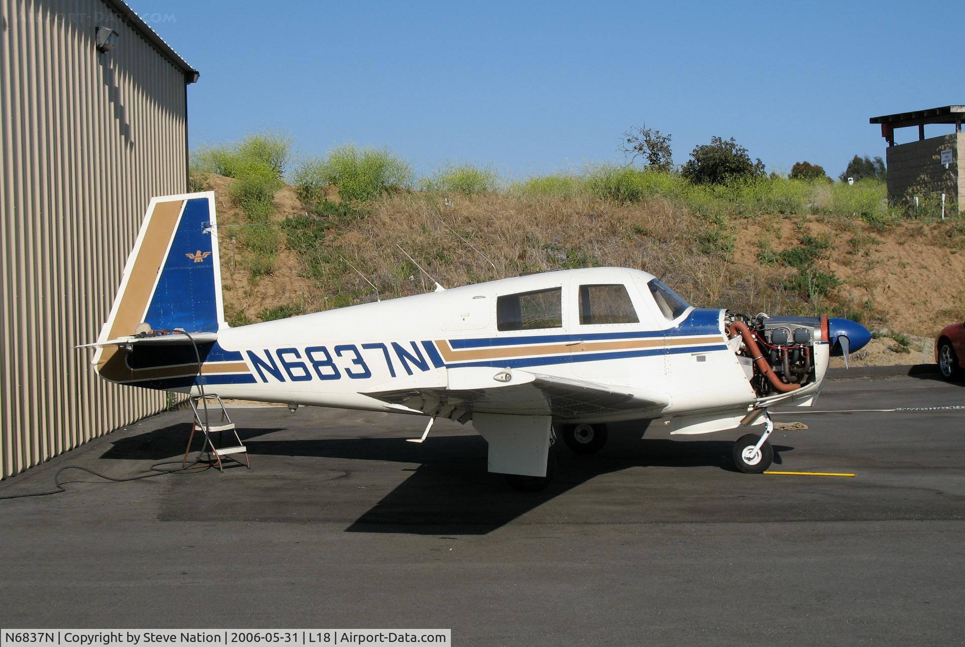 N6837N, 1968 Mooney M20C Ranger C/N 680126, 1968 Mooney M20C minus cowl @ Fallbrook Community Airpark Airport, CA