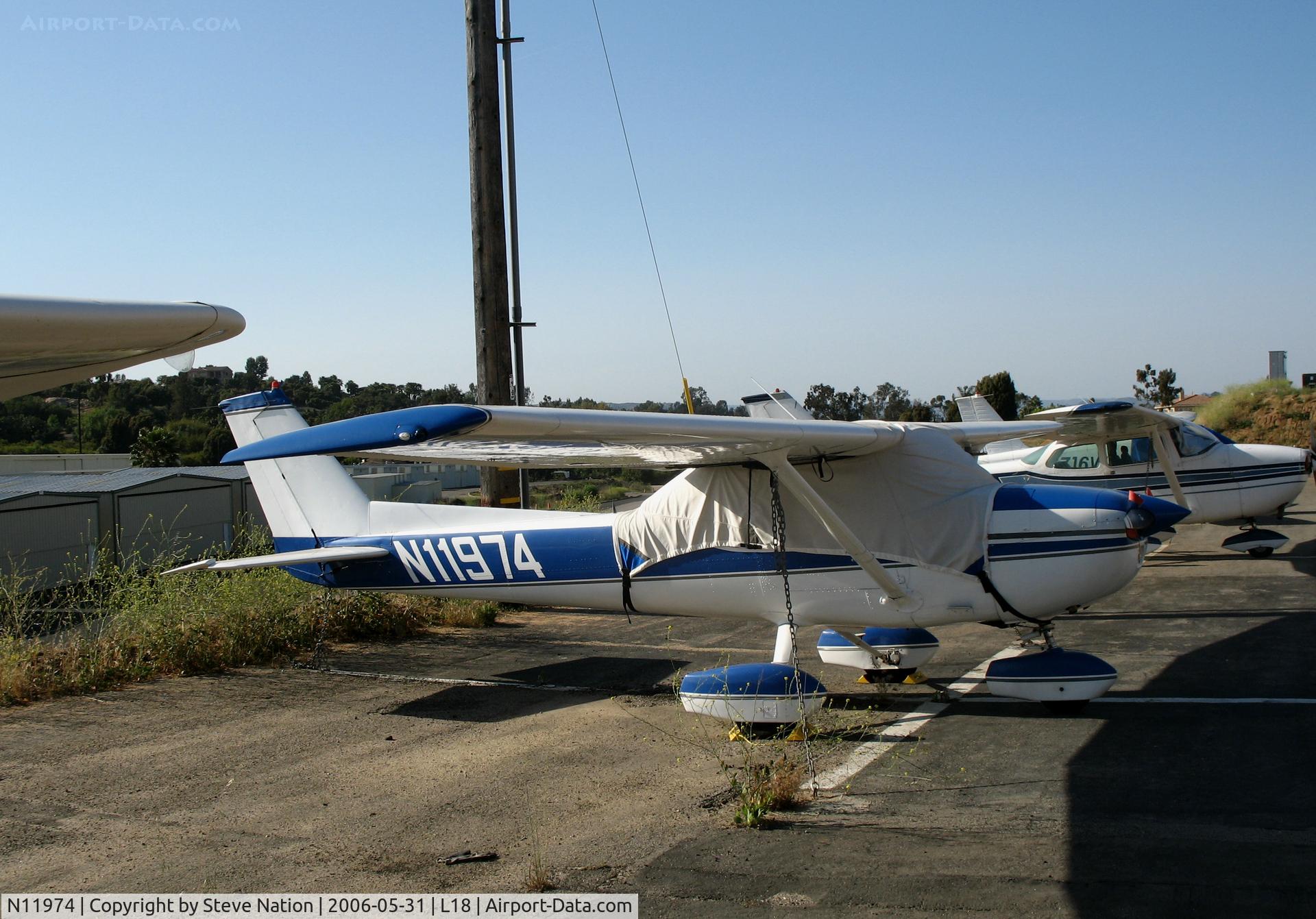 N11974, 1974 Cessna 150L C/N 15075752, 1974 Cessna 150L with cover @ Fallbrook Community Airpark Airport (!), CA
