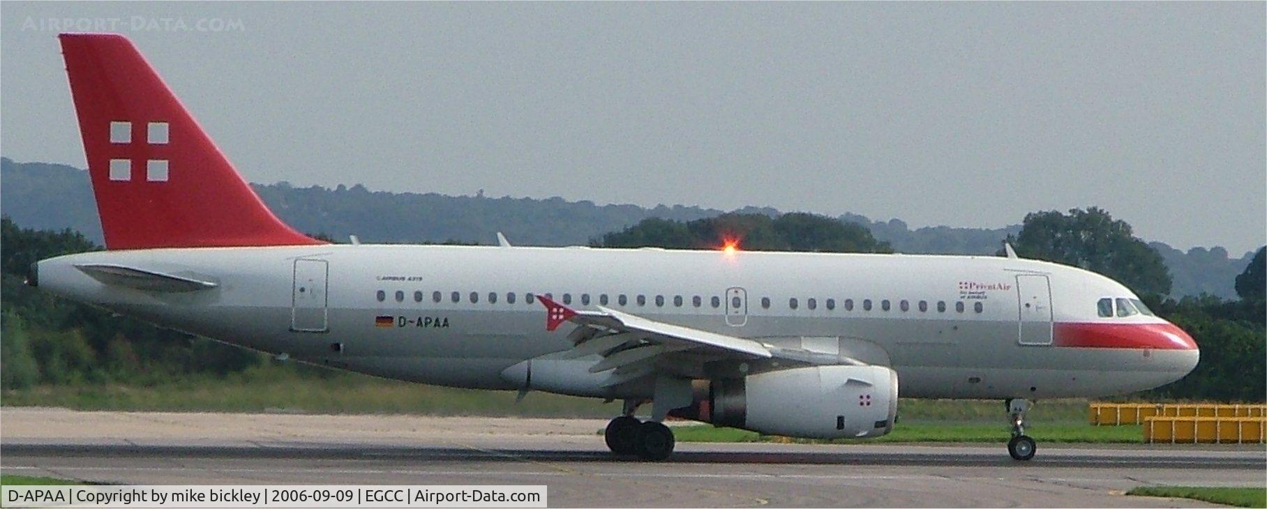 D-APAA, 2002 Airbus A319-132 C/N 1947, arriving manchester