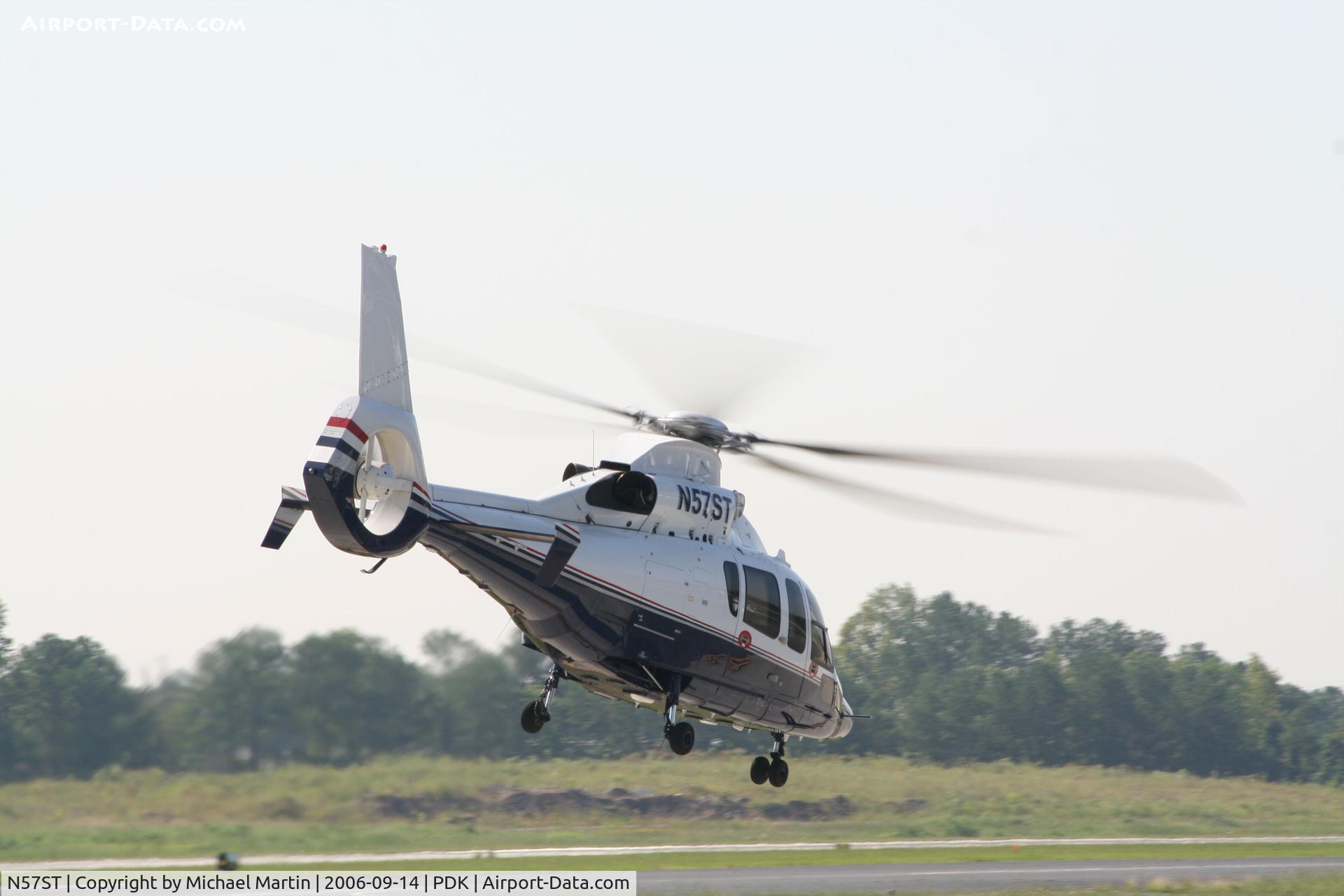N57ST, 2003 Eurocopter EC-155B C/N 6615, Departing Mercury Air Center after picking up passengers