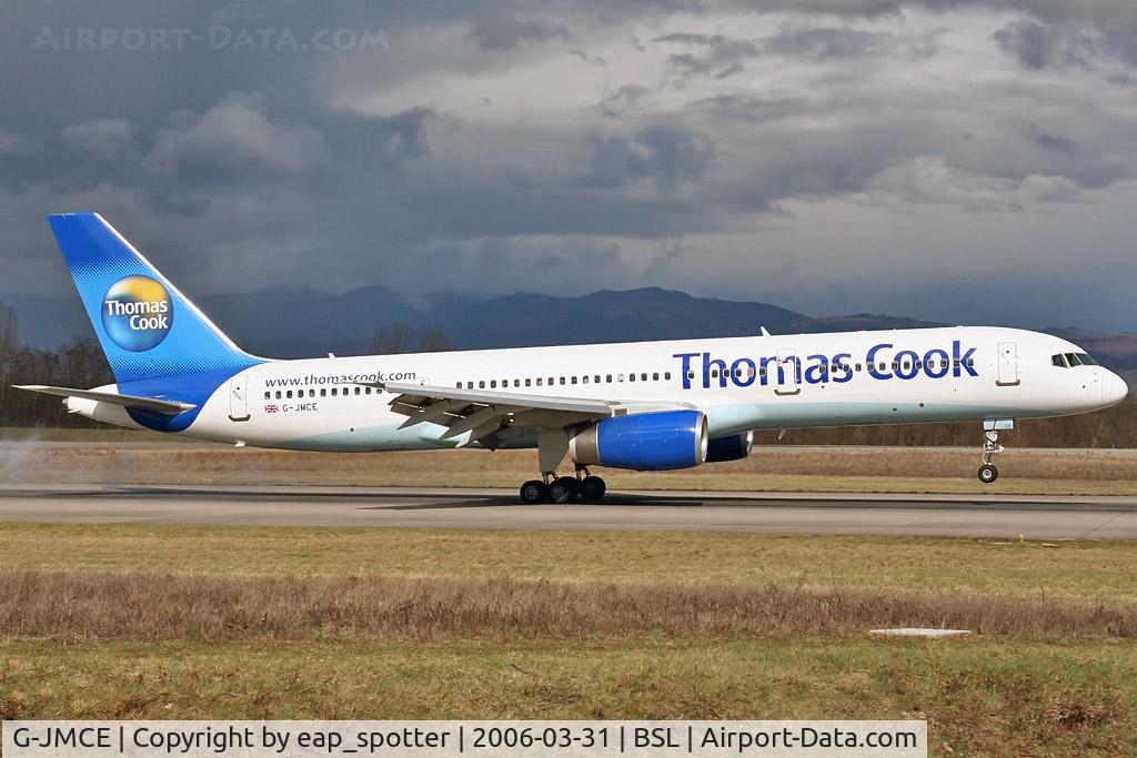 G-JMCE, 2000 Boeing 757-25F C/N 30758, landing on runway 16