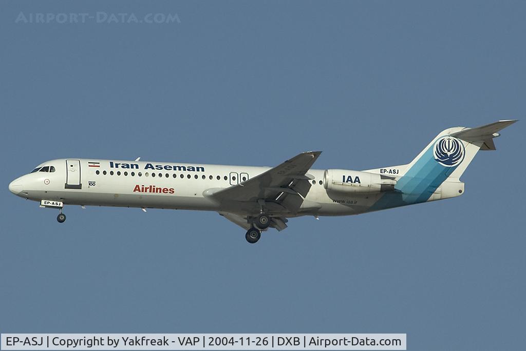 EP-ASJ, 1992 Fokker 100 (F-28-0100) C/N 11378, Iran Aseman Fokker 100