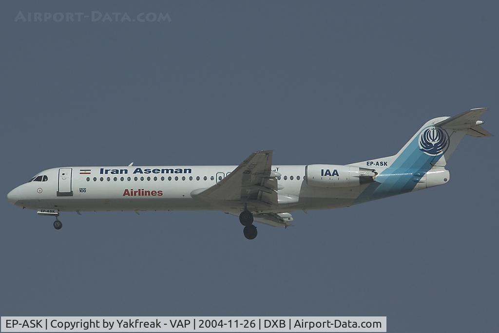 EP-ASK, 1992 Fokker 100 (F-28-0100) C/N 11388, Iran Aseman Fokker 100
