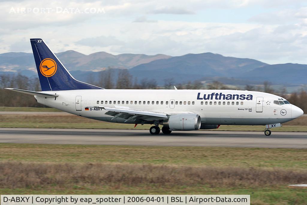 D-ABXY, 1989 Boeing 737-330 C/N 24563, arriving from FRA