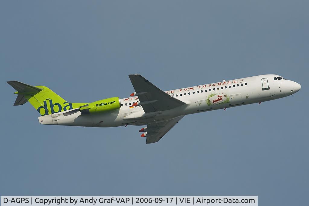 D-AGPS, 1992 Fokker 100 (F-28-0100) C/N 11399, After take off on RWY16.