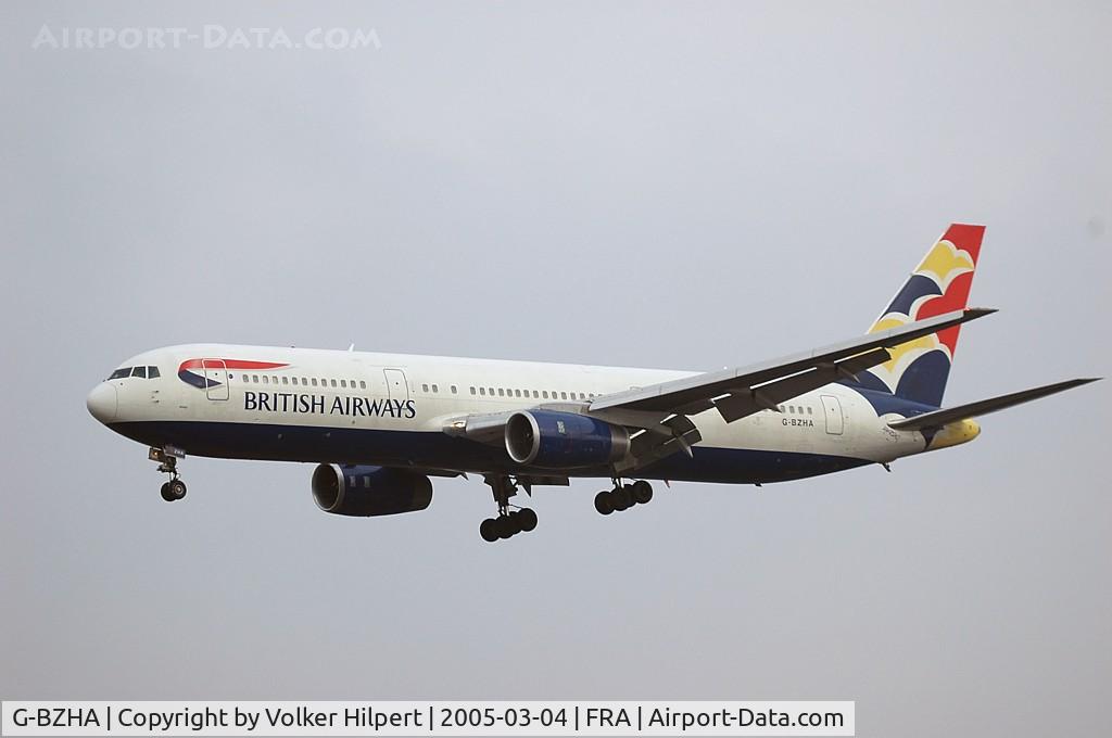 G-BZHA, 1998 Boeing 767-336 C/N 29230, on final at FRA