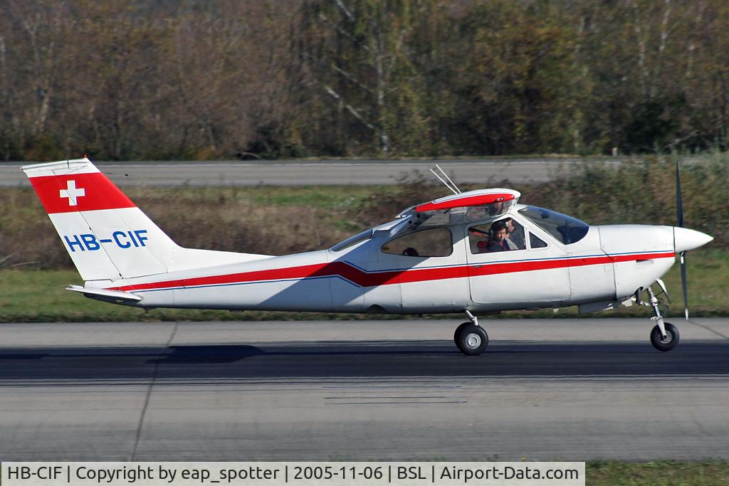 HB-CIF, 1975 Reims F177RG Cardinal RG C/N F177RG0123, landing on runway 16