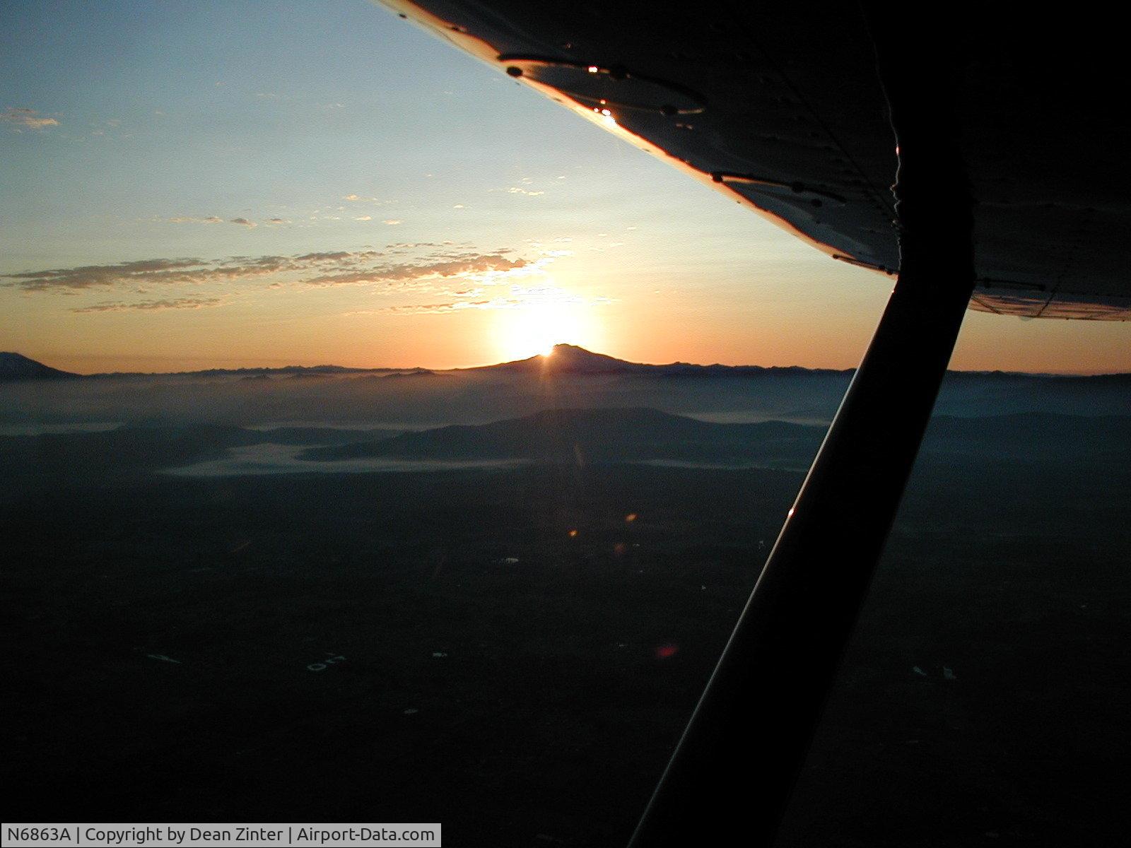 N6863A, 1956 Cessna 172 C/N 28963, Sunrise over Mt. Adams, Wa. enroute to EAA Arlington