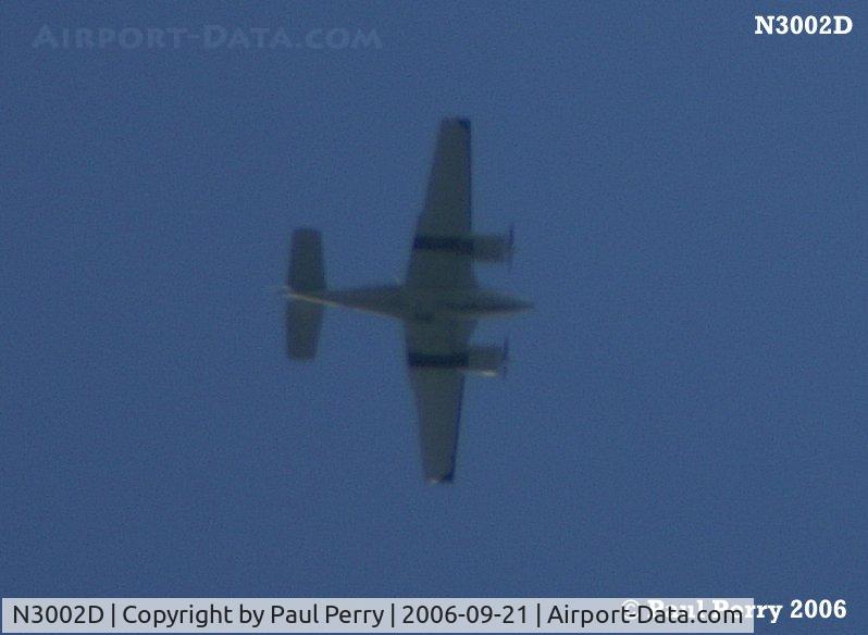 N3002D, 1978 Piper PA-34-200T C/N 34-7970033, A Seneca winging northward over Ahoskie, at about 8000AGL