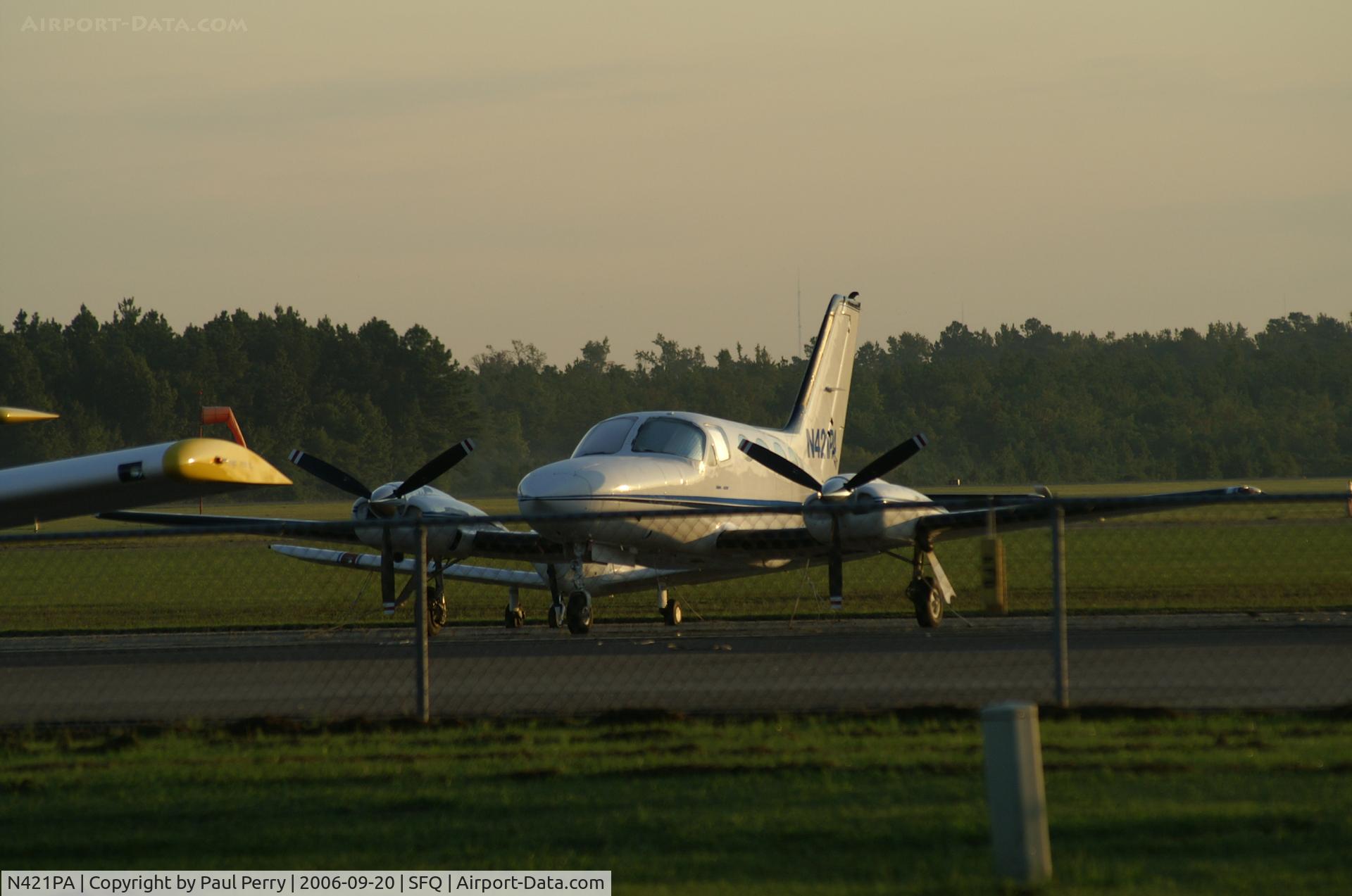 N421PA, 1976 Cessna 421C Golden Eagle C/N 421C0224, A sunrise shot of a semi-transient 421