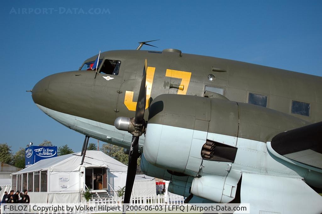 F-BLOZ, 1942 Douglas DC3C-S1C3G (C-47A-20-DK) C/N 13142, Douglas DC-3, USAF 42-93251, then F-BAXG, later F-BLOZ. It has been preserved at LFFQ as 13142, later USAAF c/s as 315101/4U, then USAAF c/s 13142/J7 from 5/04.