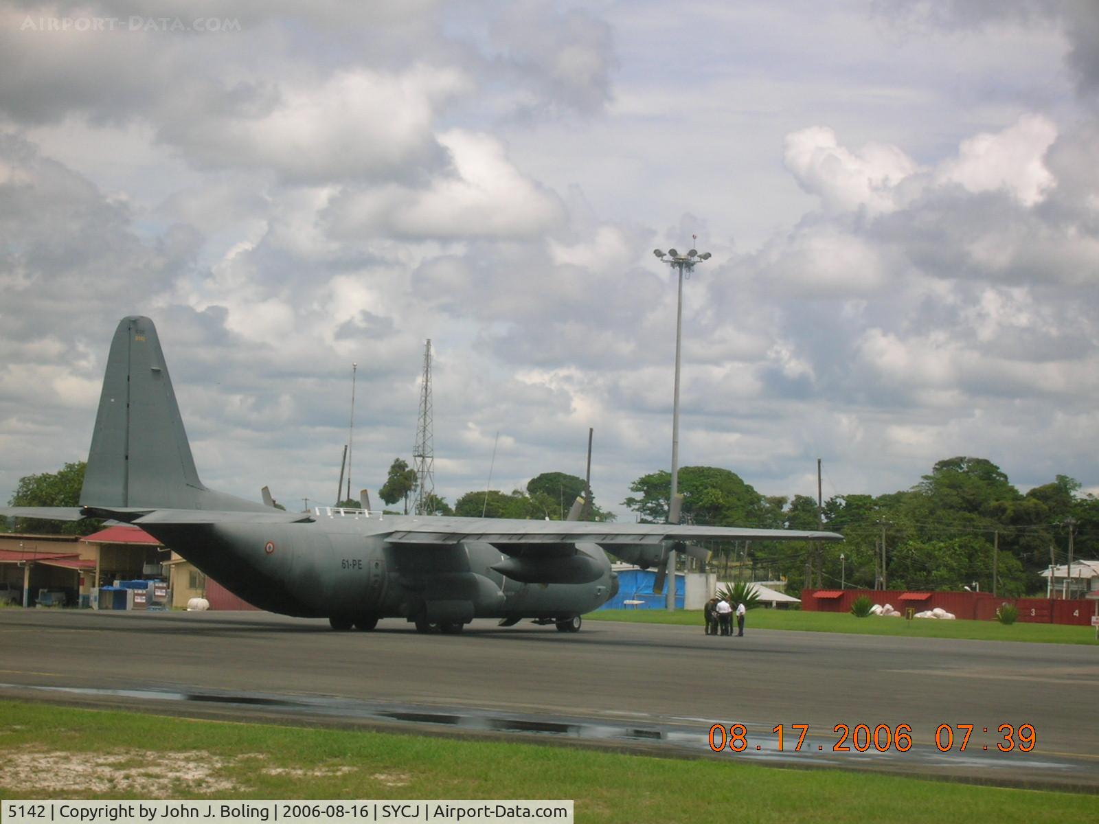 5142, 1988 Lockheed C-130H-30 Hercules C/N 382-5142, C-130 on ramp at Georgetown Guyana