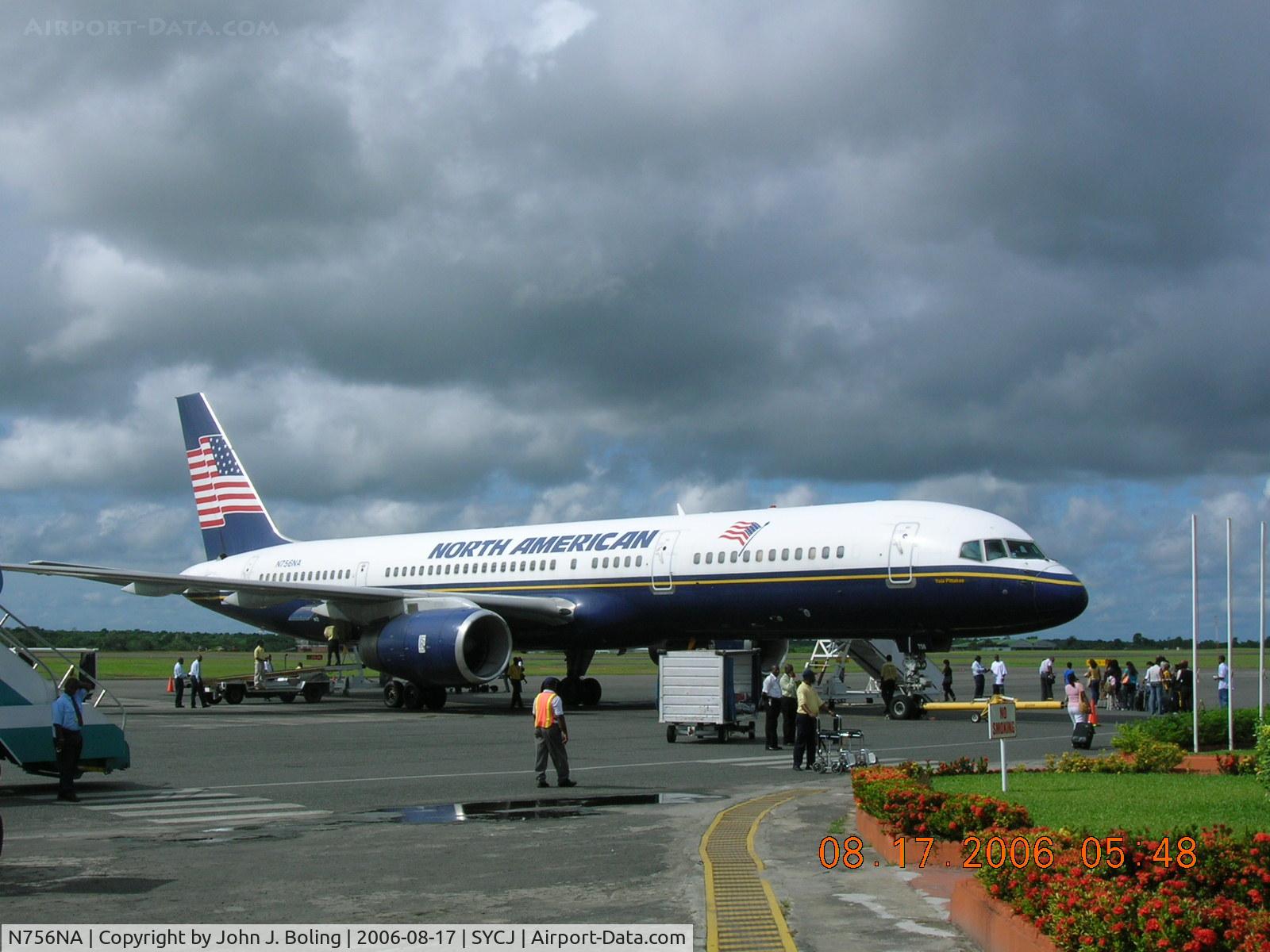 N756NA, 2001 Boeing 757-28A C/N 32448, B-757 loading at Georgetown,Guyana