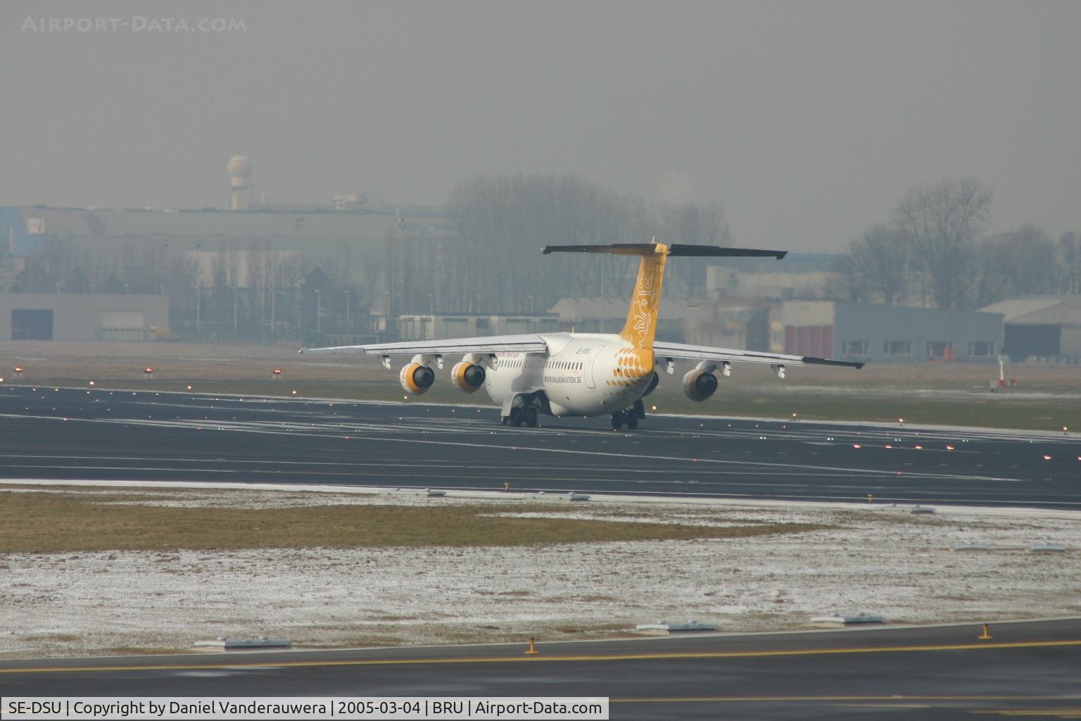 SE-DSU, 1994 British Aerospace Avro 146-RJ100 C/N E3248, flight TF512 is ready to take off on rwy 25R
