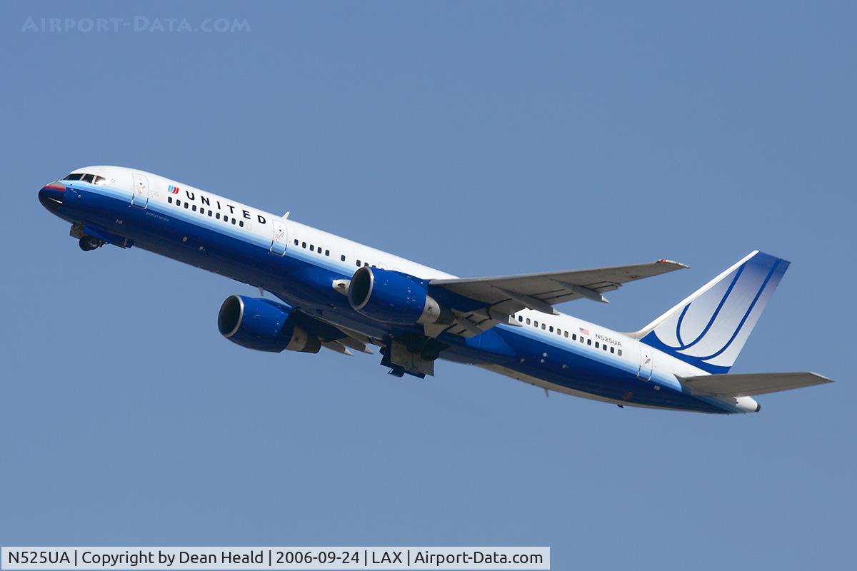 N525UA, 1991 Boeing 757-222 C/N 24978, United Airlines N525UA (FLT UAL28) climbing out from RWY 25R enroute to John F Kennedy Int'l (KJFK).