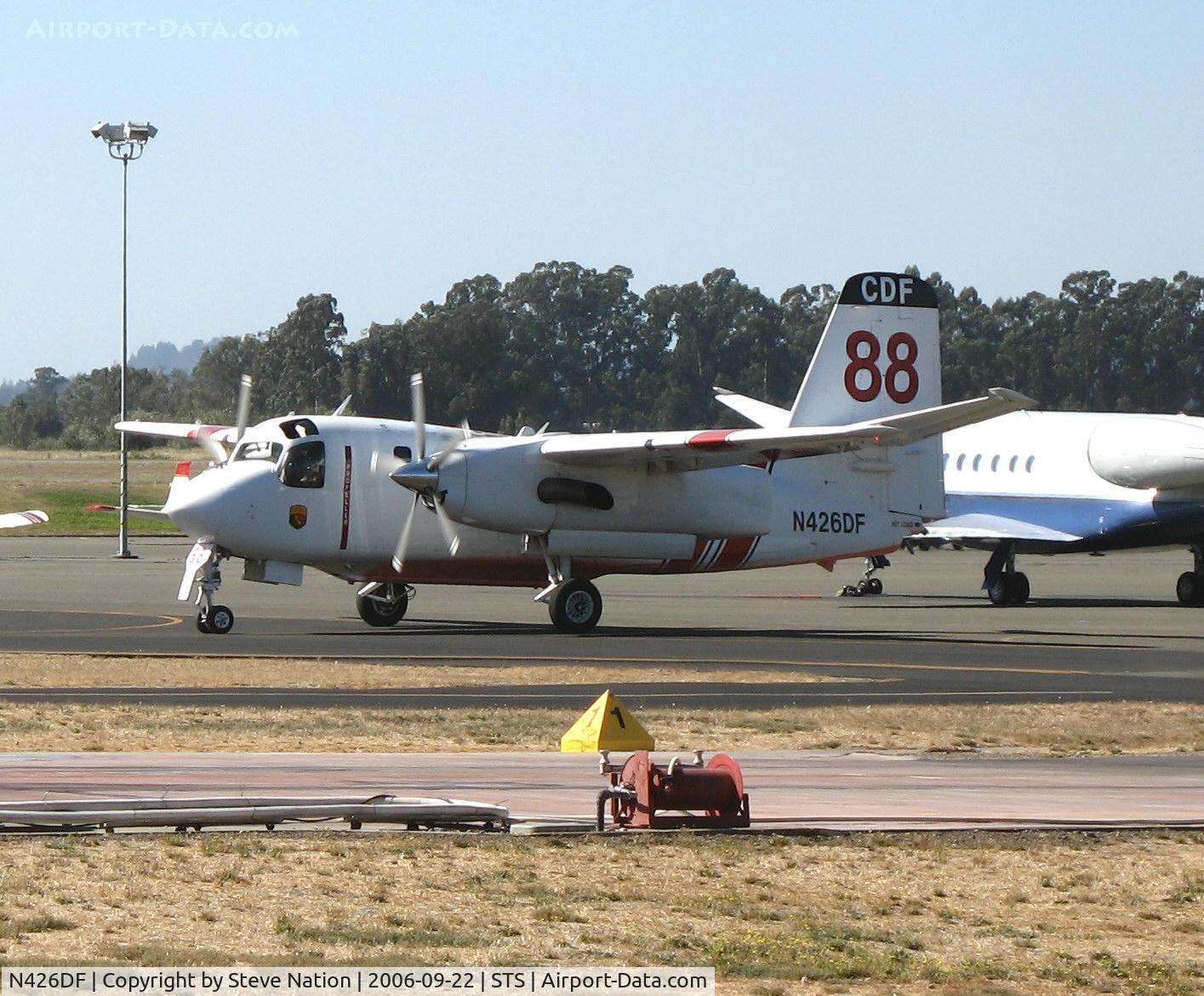N426DF, 1999 Marsh Aviation S-2F3AT C/N 152824, Grass Valley-based CDF S-2T Tanker #88 with Bob Finer at the controls taxying back to tanker base at Sonoma County Airport, CA to reload