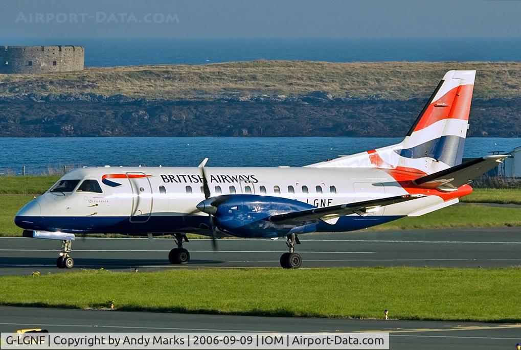G-LGNF, 1990 Saab SF340B C/N 340B-192, Saab 340 of Loganir turning off 08 after landing
