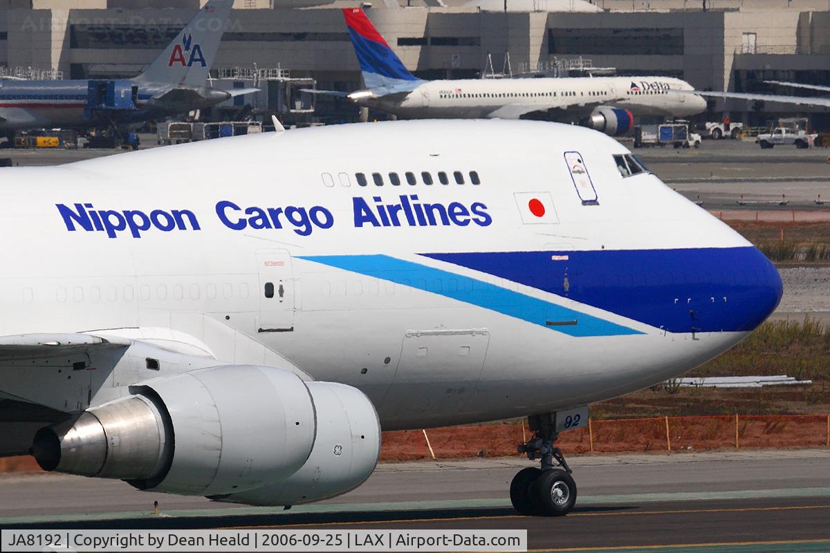 JA8192, 1981 Boeing 747-2D3B C/N 22579, Nippon Airlines Cargo JA8192 (NCA304) taxiing to the Imperial Cargo Terminal after arrival from Ted Stevens Anchorage Int'l (PANC).