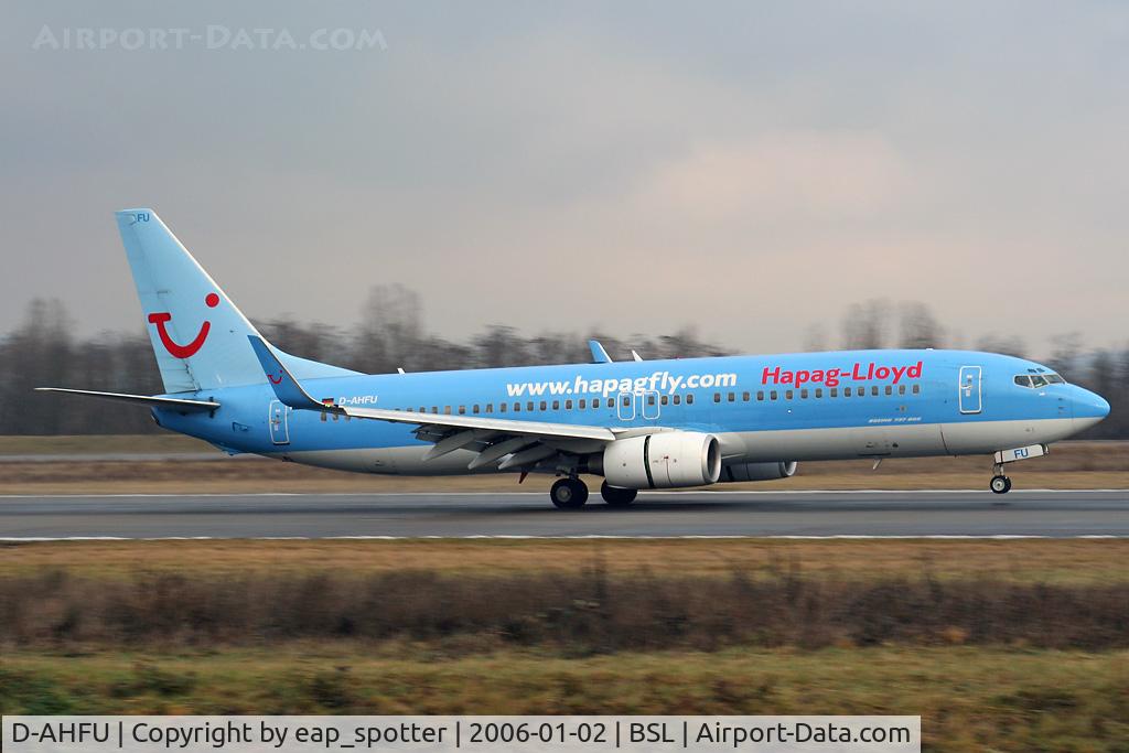 D-AHFU, 2000 Boeing 737-8K5 C/N 30414, landing on runway 16