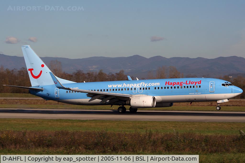 D-AHFL, 2000 Boeing 737-8K5 C/N 27985, landing on runway 16