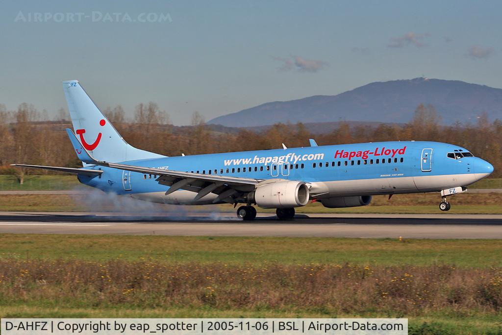 D-AHFZ, 2001 Boeing 737-8K5 C/N 30883, landing on runway 16