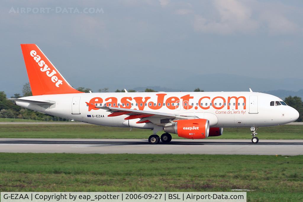 G-EZAA, 2006 Airbus A319-111 C/N 2677, outbound to SXF departing runway 16