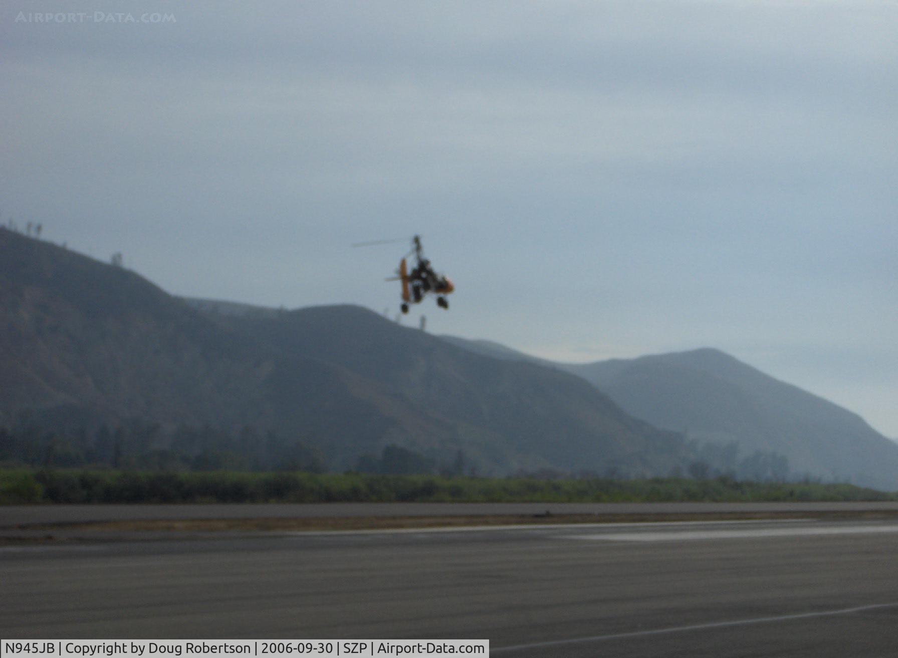 N945JB, 2001 Rotor Flight Dominator I C/N 04-0101, 2001 Benham DOMINATOR Autogyro, Rotax power, takeoff Runway 22